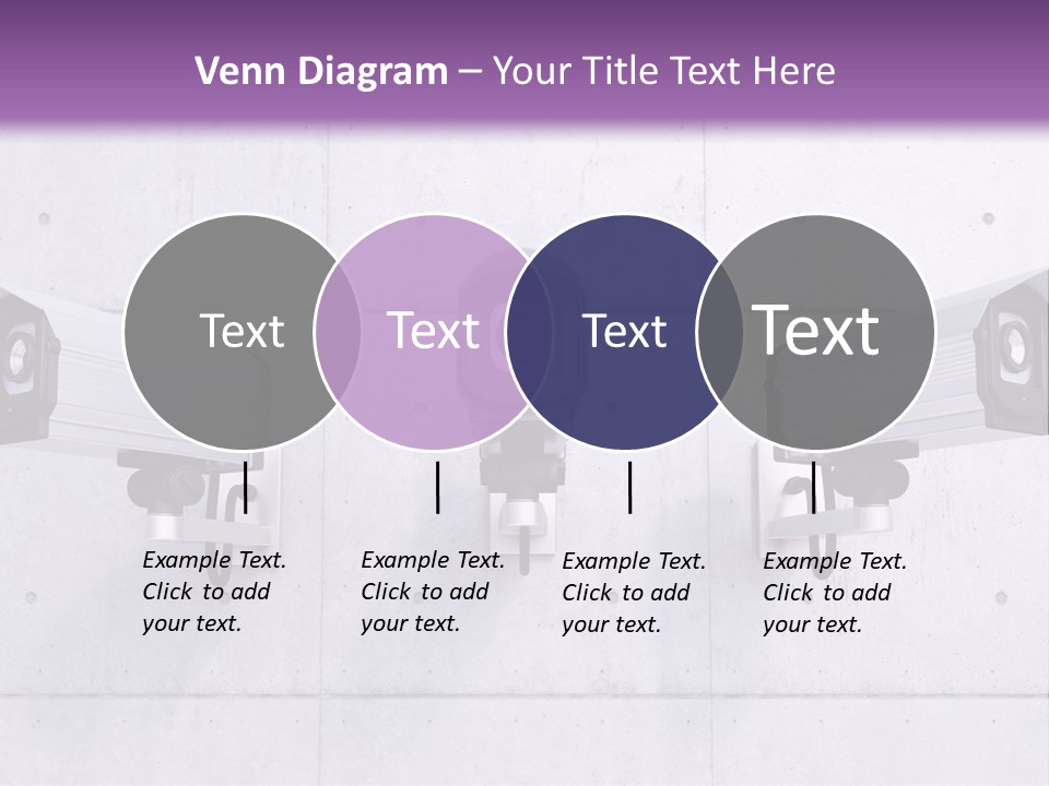 Three Security Cameras Mounted On A Wall PowerPoint Template