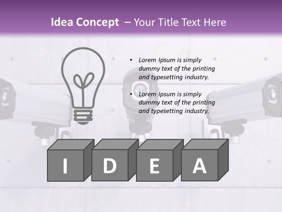 Three Security Cameras Mounted On A Wall PowerPoint Template