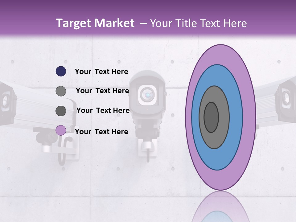 Three Security Cameras Mounted On A Wall PowerPoint Template