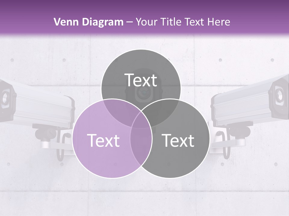 Three Security Cameras Mounted On A Wall PowerPoint Template