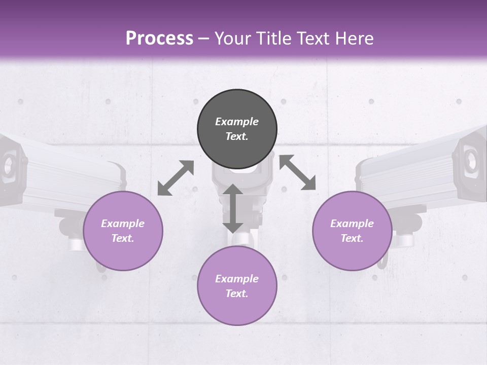 Three Security Cameras Mounted On A Wall PowerPoint Template