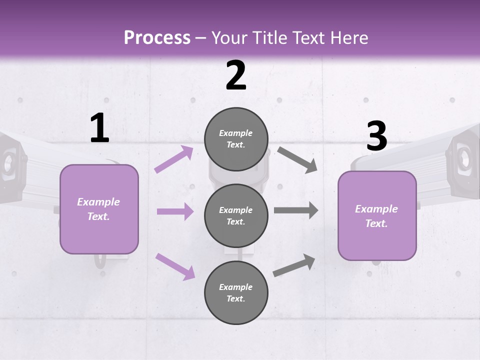 Three Security Cameras Mounted On A Wall PowerPoint Template