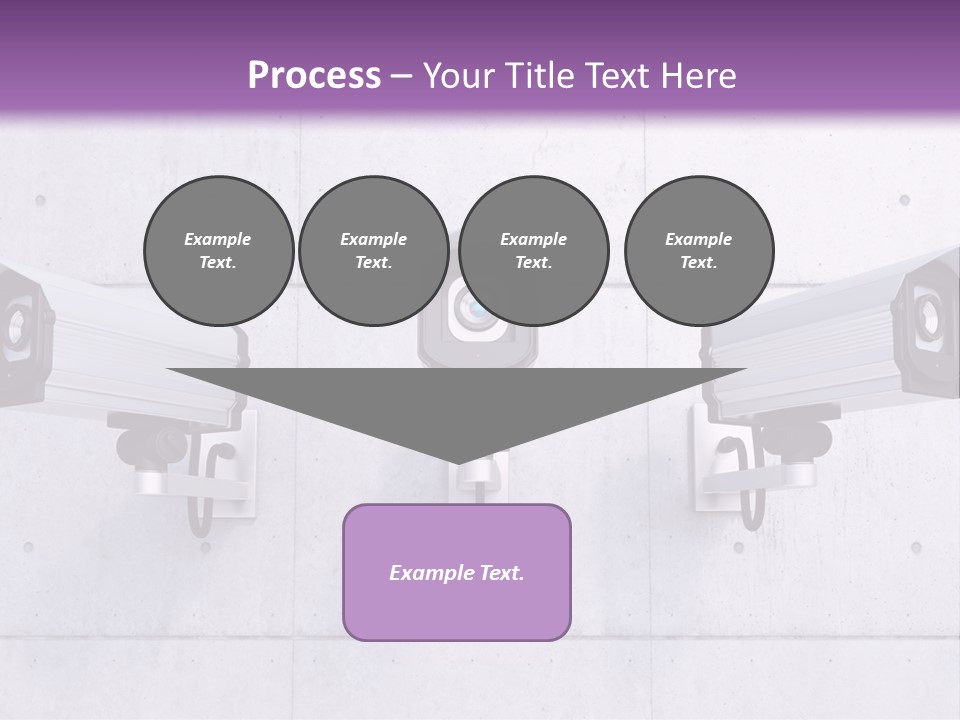 Three Security Cameras Mounted On A Wall PowerPoint Template