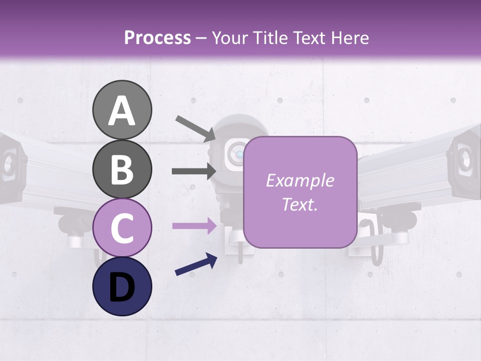 Three Security Cameras Mounted On A Wall PowerPoint Template