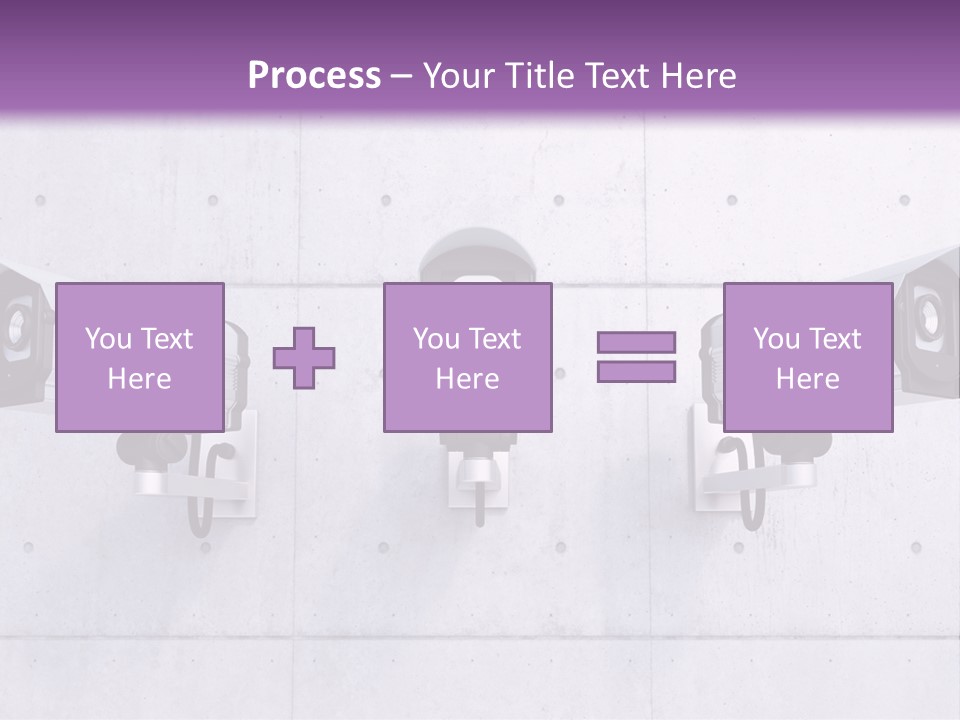 Three Security Cameras Mounted On A Wall PowerPoint Template