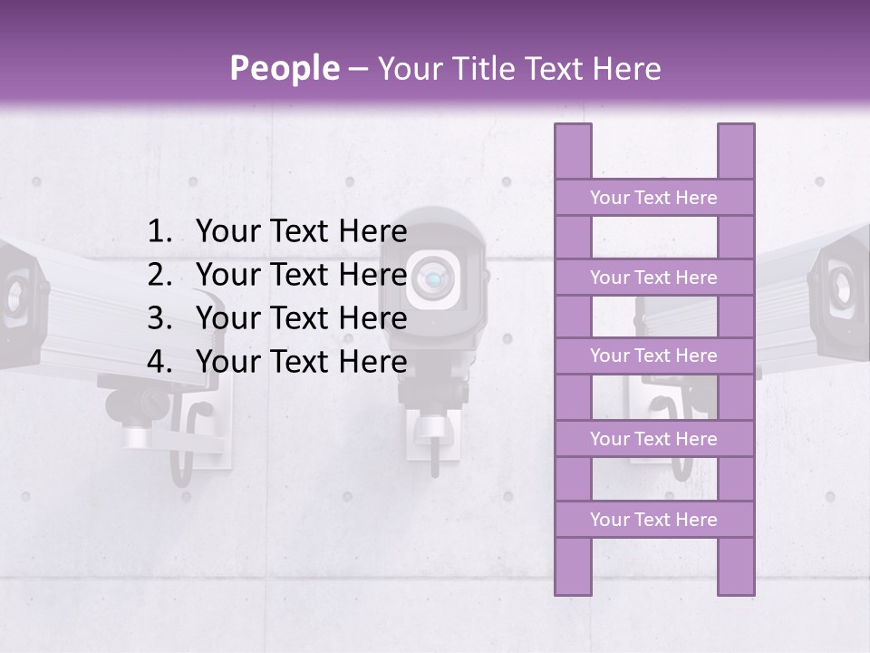 Three Security Cameras Mounted On A Wall PowerPoint Template
