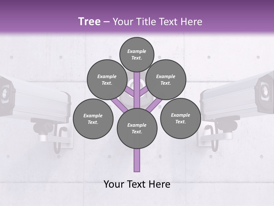 Three Security Cameras Mounted On A Wall PowerPoint Template