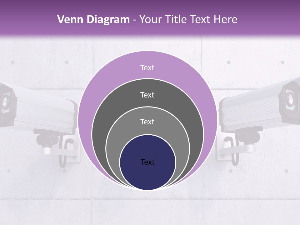 Three Security Cameras Mounted On A Wall PowerPoint Template