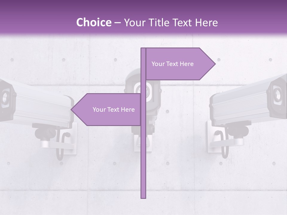 Three Security Cameras Mounted On A Wall PowerPoint Template