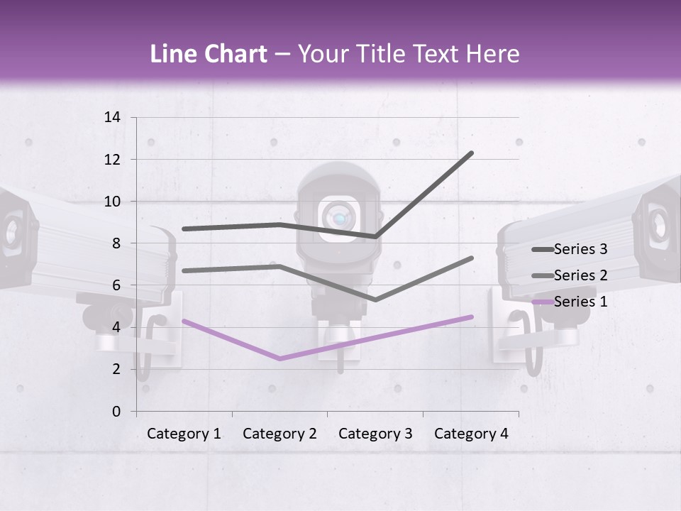 Three Security Cameras Mounted On A Wall PowerPoint Template