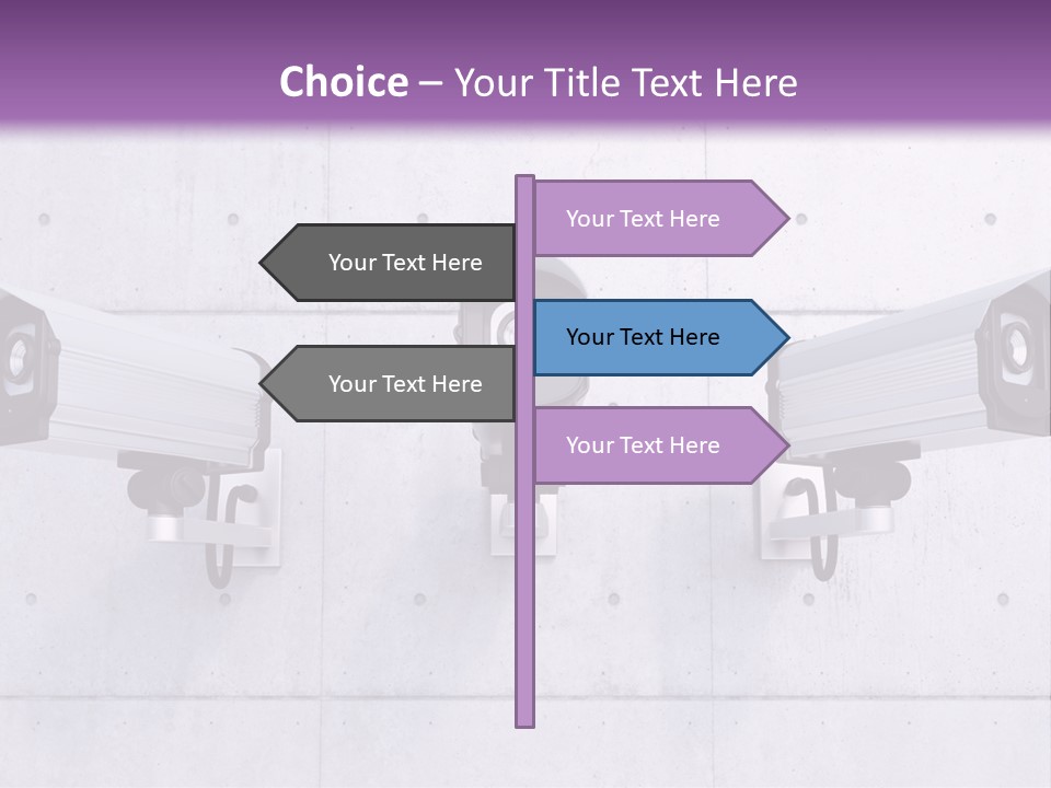 Three Security Cameras Mounted On A Wall PowerPoint Template