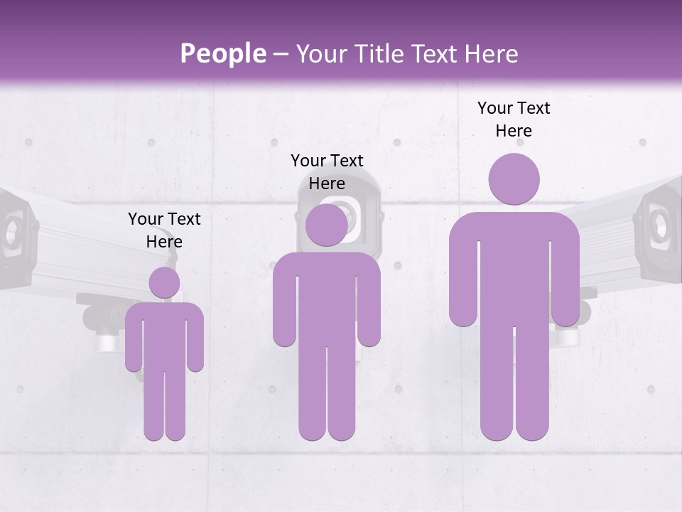 Three Security Cameras Mounted On A Wall PowerPoint Template