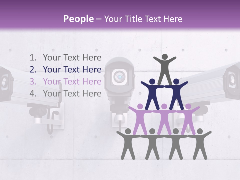 Three Security Cameras Mounted On A Wall PowerPoint Template