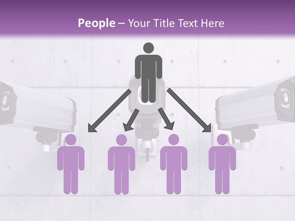 Three Security Cameras Mounted On A Wall PowerPoint Template