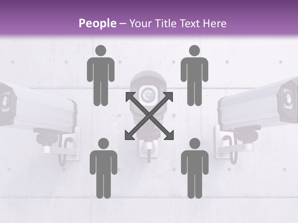 Three Security Cameras Mounted On A Wall PowerPoint Template