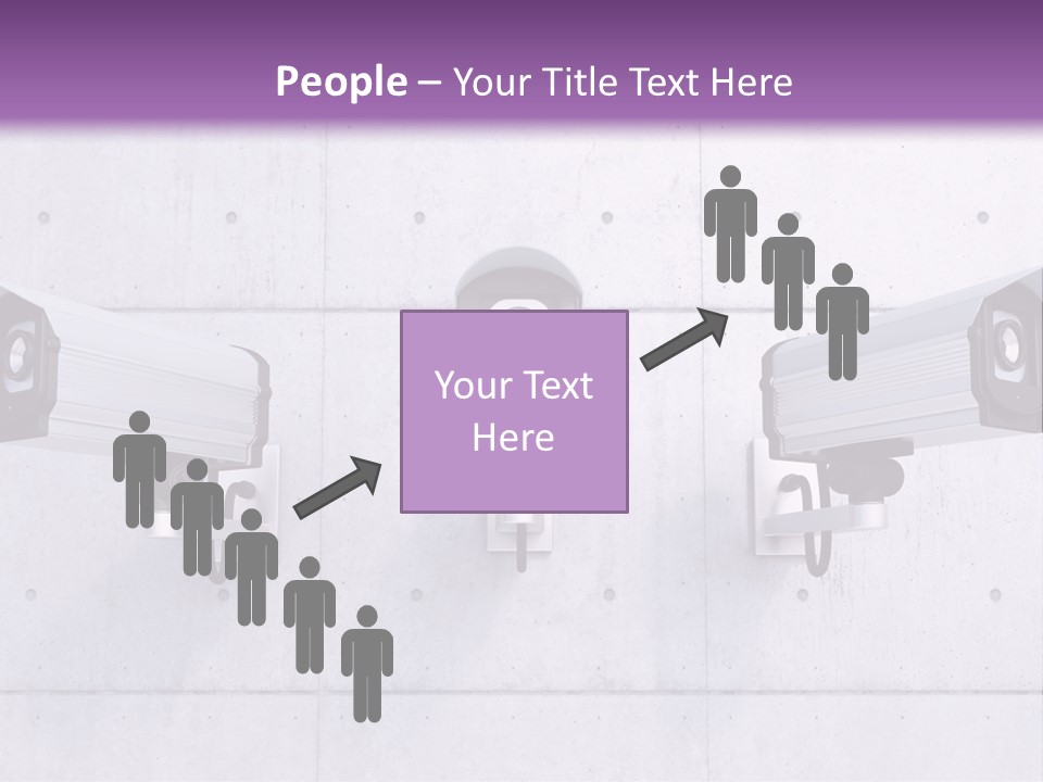 Three Security Cameras Mounted On A Wall PowerPoint Template