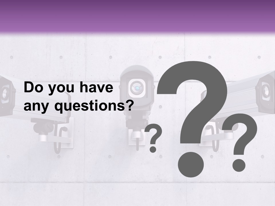 Three Security Cameras Mounted On A Wall PowerPoint Template