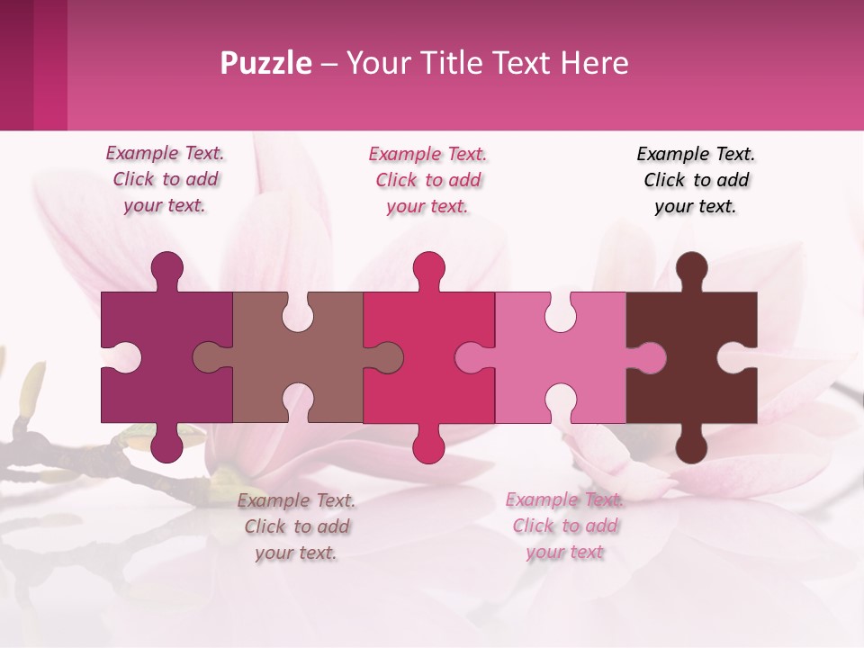 Three Pink Flowers On A White Background With A Pink Border PowerPoint Template