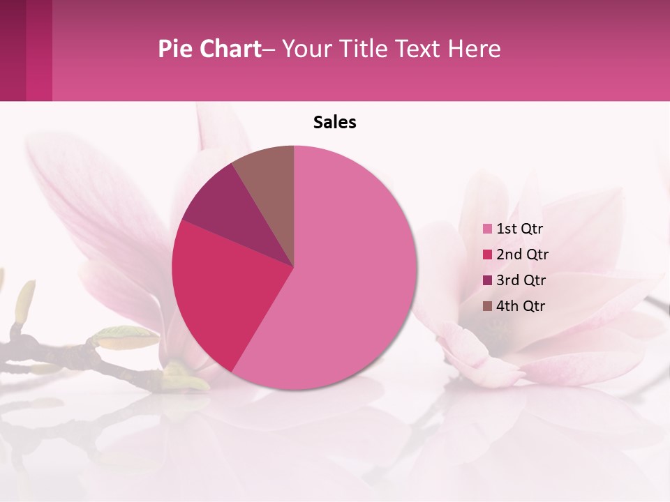 Three Pink Flowers On A White Background With A Pink Border PowerPoint Template