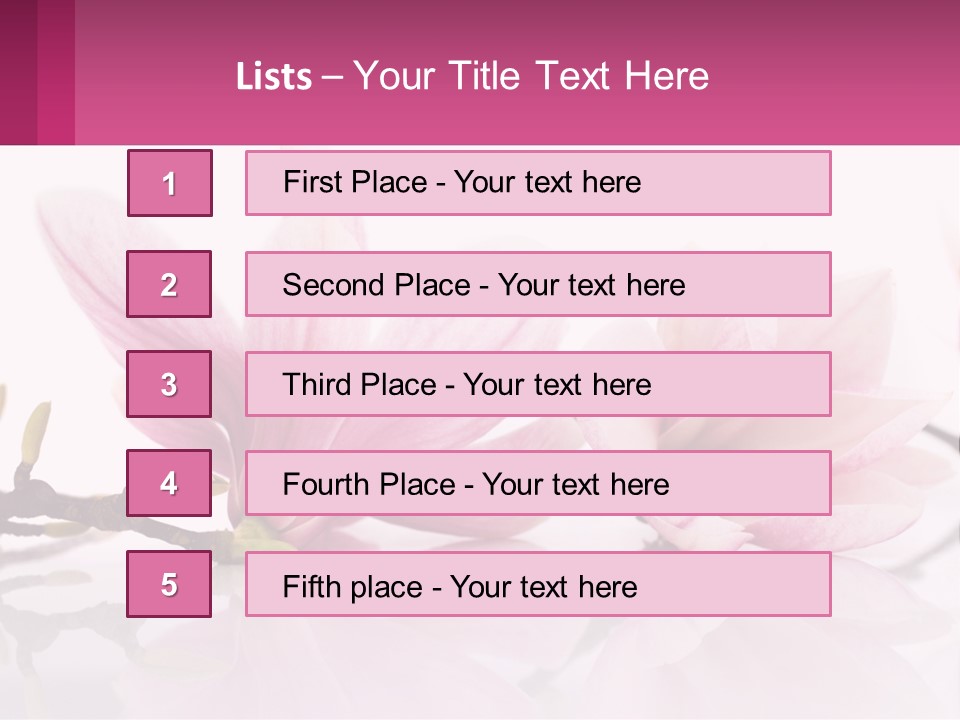 Three Pink Flowers On A White Background With A Pink Border PowerPoint Template