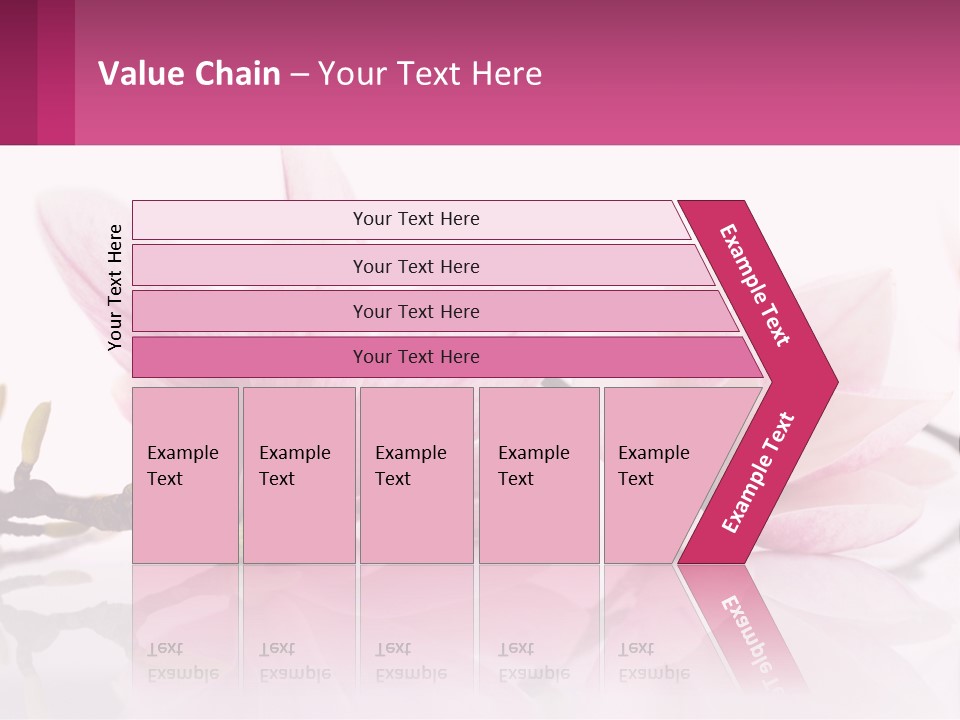 Three Pink Flowers On A White Background With A Pink Border PowerPoint Template