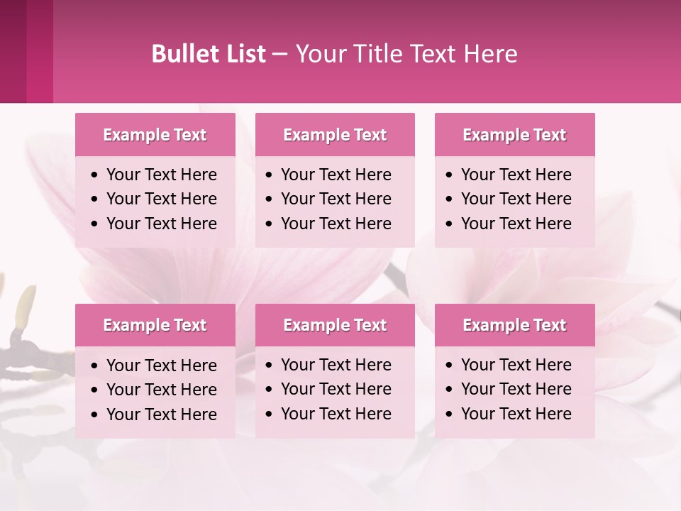 Three Pink Flowers On A White Background With A Pink Border PowerPoint Template