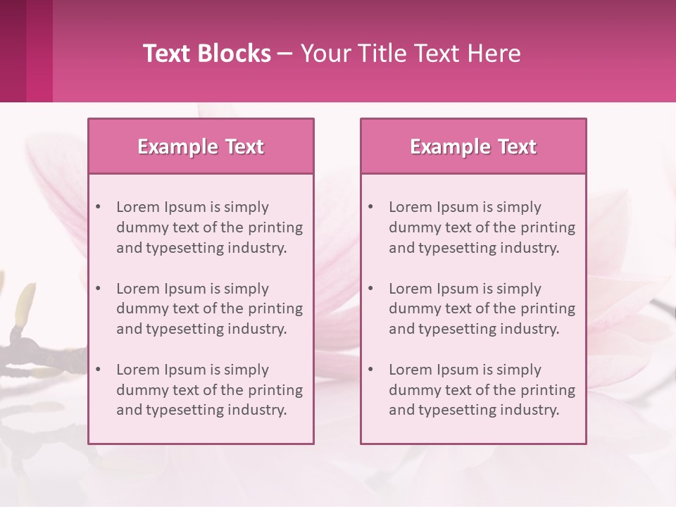 Three Pink Flowers On A White Background With A Pink Border PowerPoint Template