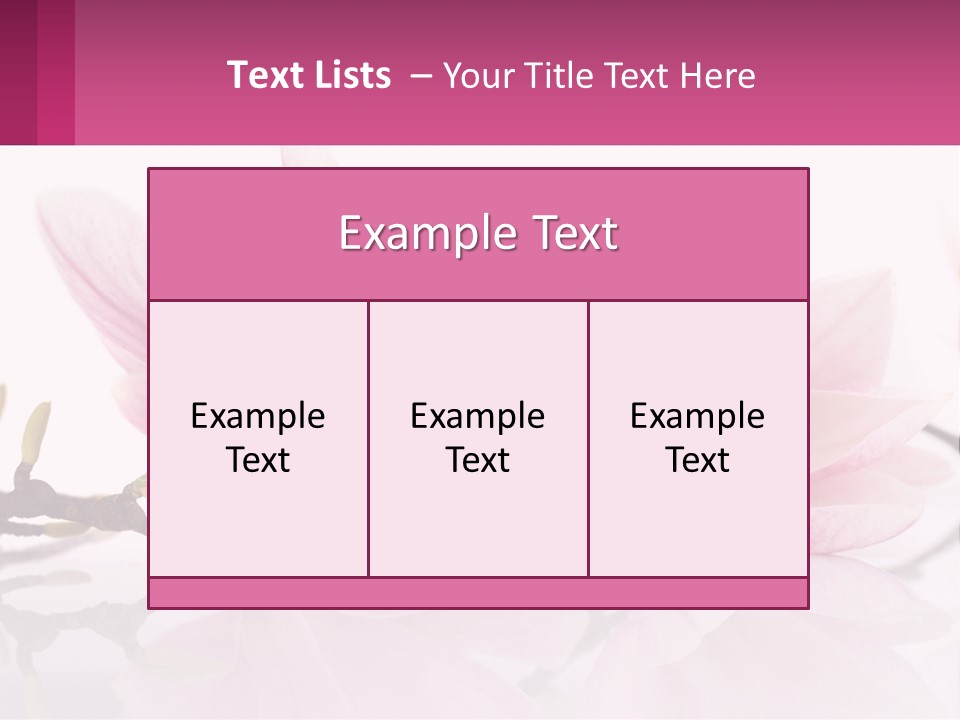 Three Pink Flowers On A White Background With A Pink Border PowerPoint Template