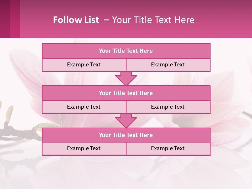Three Pink Flowers On A White Background With A Pink Border PowerPoint Template