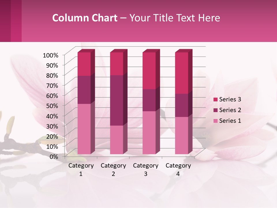 Three Pink Flowers On A White Background With A Pink Border PowerPoint Template
