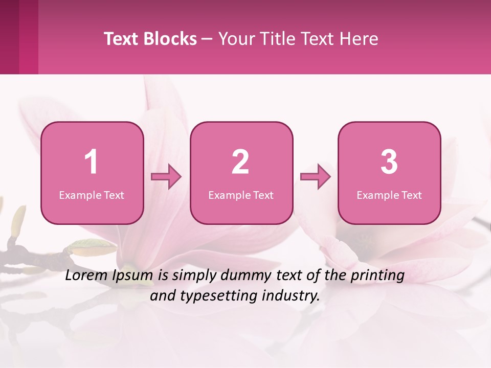 Three Pink Flowers On A White Background With A Pink Border PowerPoint Template