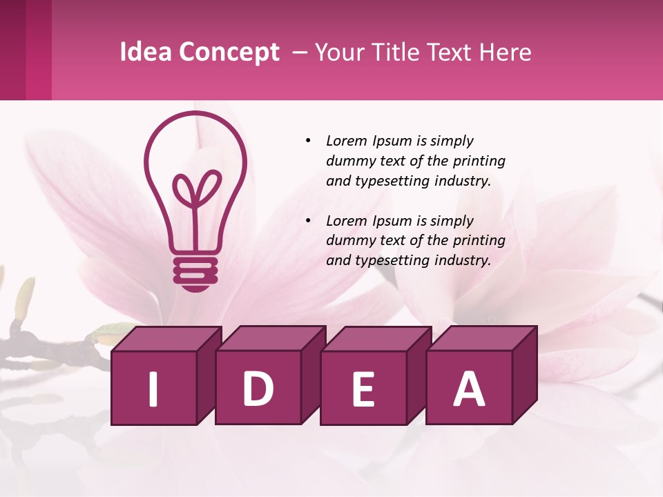 Three Pink Flowers On A White Background With A Pink Border PowerPoint Template