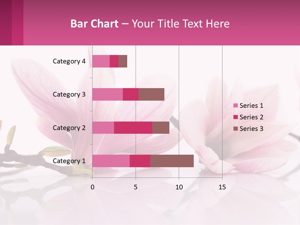 Three Pink Flowers On A White Background With A Pink Border PowerPoint Template