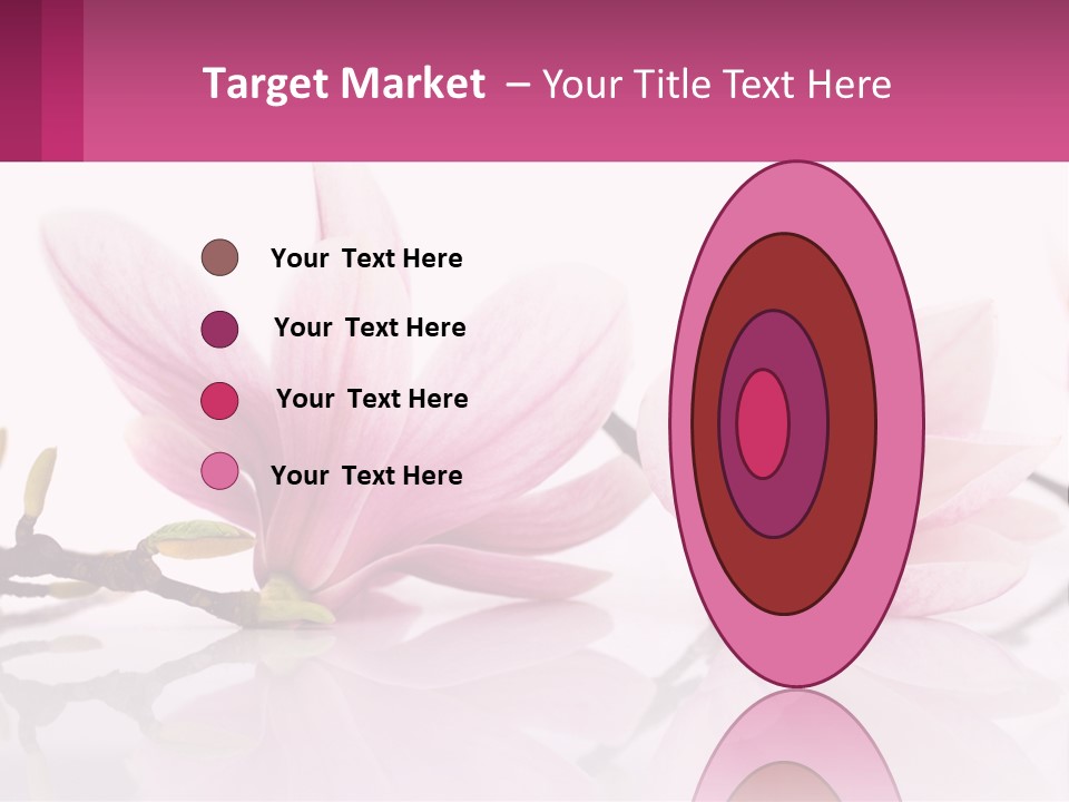 Three Pink Flowers On A White Background With A Pink Border PowerPoint Template