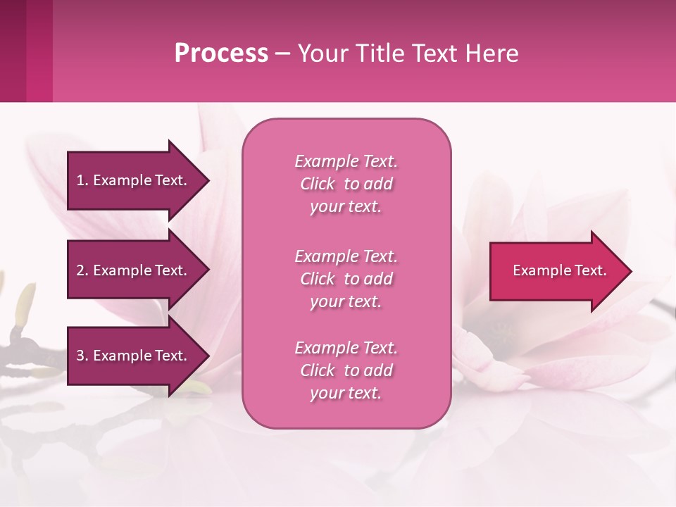Three Pink Flowers On A White Background With A Pink Border PowerPoint Template