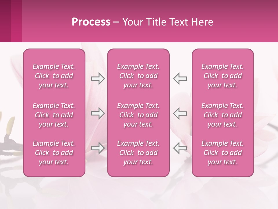 Three Pink Flowers On A White Background With A Pink Border PowerPoint Template