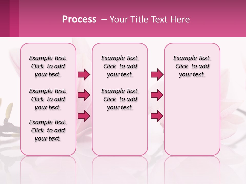 Three Pink Flowers On A White Background With A Pink Border PowerPoint Template