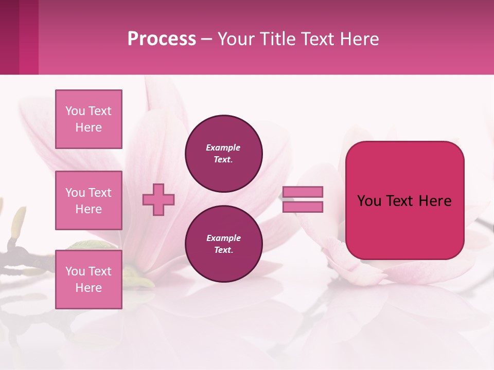 Three Pink Flowers On A White Background With A Pink Border PowerPoint Template