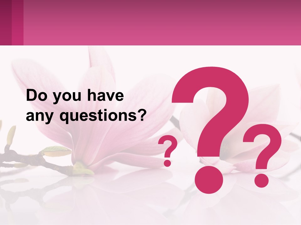 Three Pink Flowers On A White Background With A Pink Border PowerPoint Template