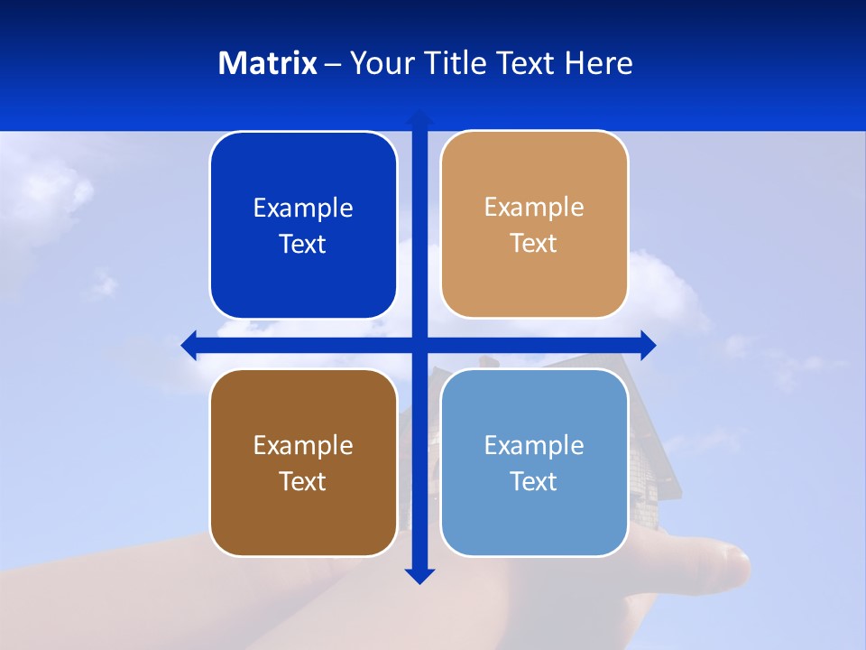 A Hand Holding A Small House In Front Of A Blue Sky PowerPoint Template
