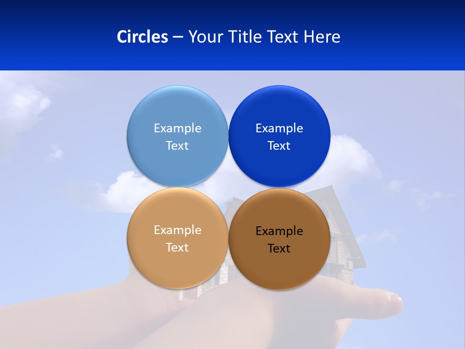 A Hand Holding A Small House In Front Of A Blue Sky PowerPoint Template