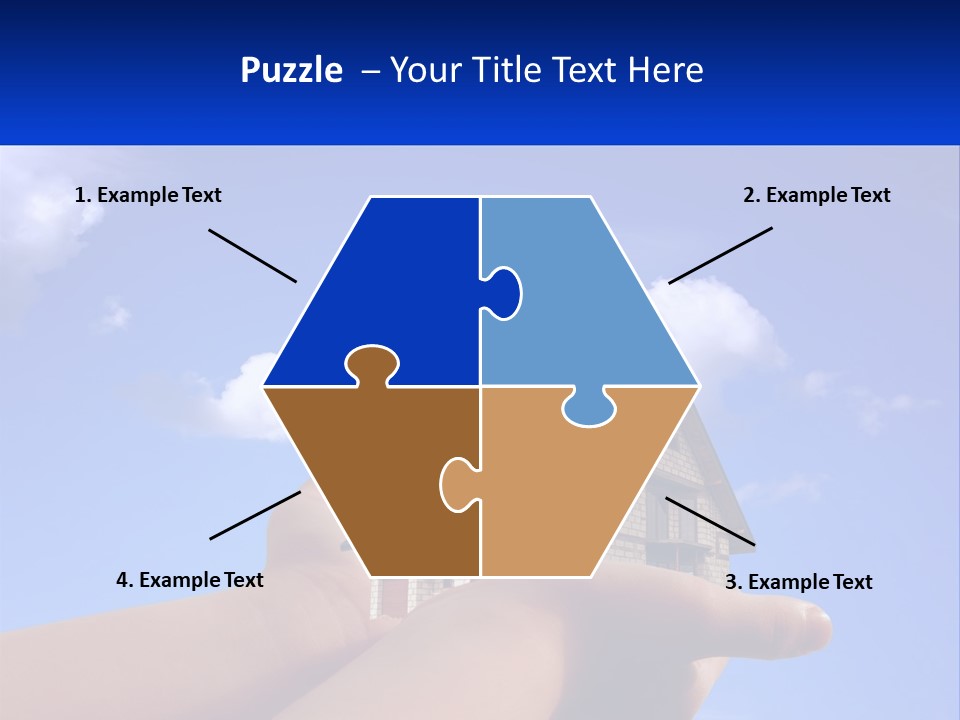 A Hand Holding A Small House In Front Of A Blue Sky PowerPoint Template