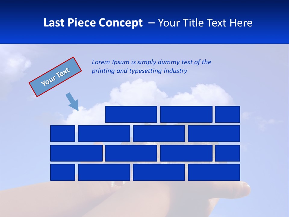 A Hand Holding A Small House In Front Of A Blue Sky PowerPoint Template