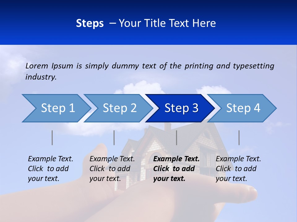 A Hand Holding A Small House In Front Of A Blue Sky PowerPoint Template