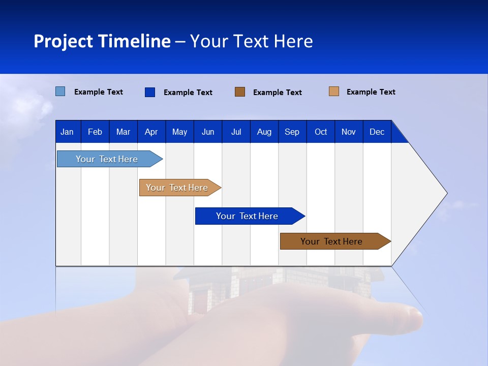 A Hand Holding A Small House In Front Of A Blue Sky PowerPoint Template