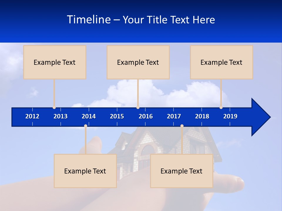 A Hand Holding A Small House In Front Of A Blue Sky PowerPoint Template