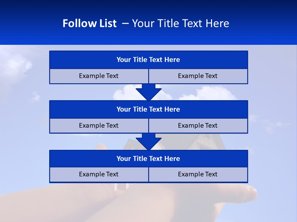 A Hand Holding A Small House In Front Of A Blue Sky PowerPoint Template