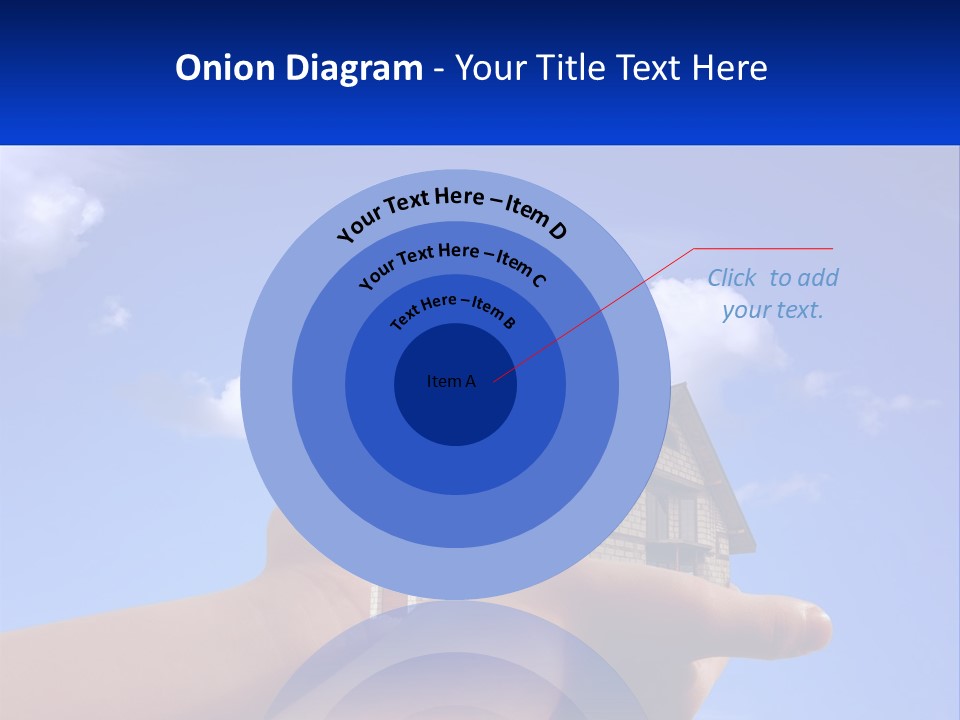 A Hand Holding A Small House In Front Of A Blue Sky PowerPoint Template