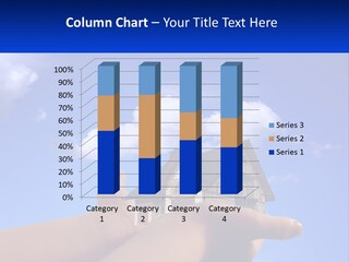 A Hand Holding A Small House In Front Of A Blue Sky PowerPoint Template