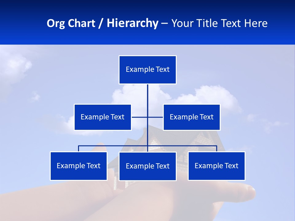 A Hand Holding A Small House In Front Of A Blue Sky PowerPoint Template